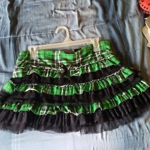 Tartan ruffled tiered mini skirt
